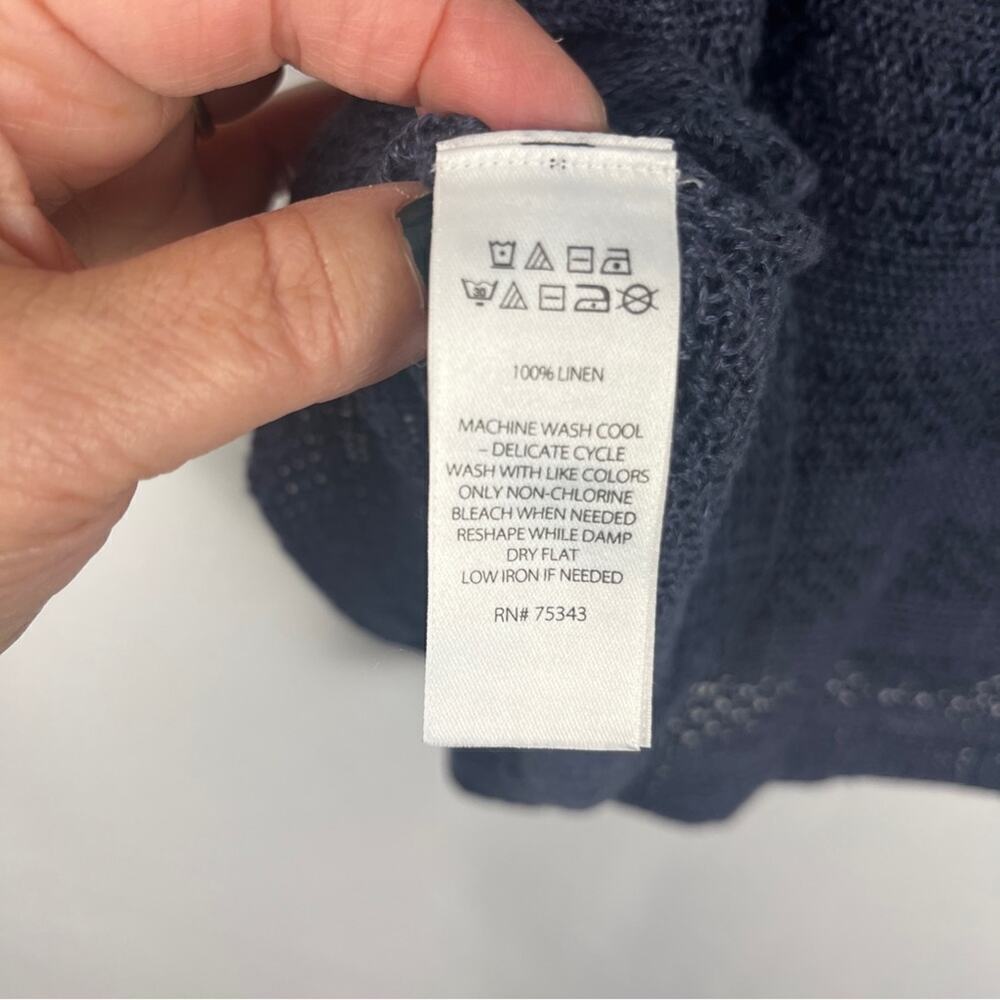 PARADISE BAY Nautical Blue White Trimmed Split Hem 3/4 Sleeve Tunic Coverup Sz M - Picture 6 of 6